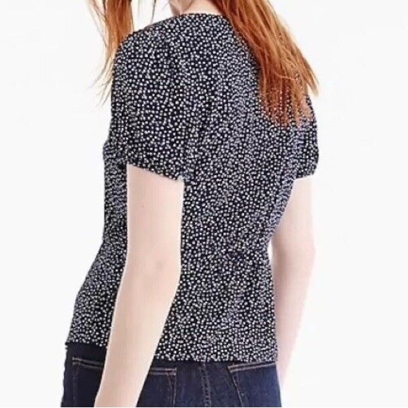 JCREW $78.00 Button-up peplum top in star print Sz6 Navy/White J1462 - Picture 2 of 5